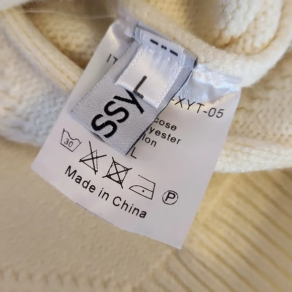 EBOSSY Women’s Cable Knit Long Sleeve Embroidered Cardigan, size L - Picture 7 of 12